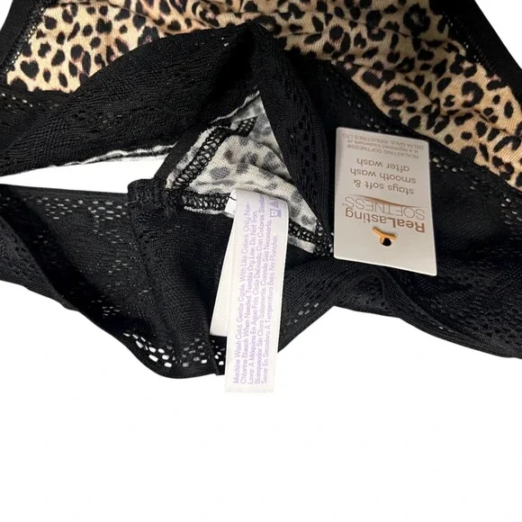 Joyspun Thong With Lace Panties Animal Print Tan‎ Black NWT Size XXL 20 - Picture 6 of 6
